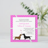 Weiße Dackeln Einladung zur Hochzeit (Stehend Vorderseite)