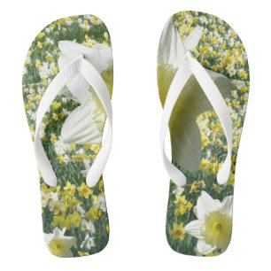 Weiße Daffodien Flip Flops Badesandalen