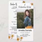 Weiße Daffodil Feier des Lebens Fotokarte Einladung (Vorne/Hinten)