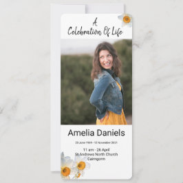 Weiße Daffodil Feier des Lebens Fotokarte Einladung