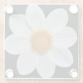 Weiße Dahlia auf Schwarzer Flora Glasuntersetzer (Rückseite)