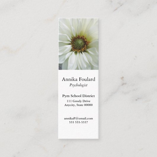 Weiße Dahlia-Blume Mini Visitenkarte (Vorderseite)