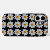 Weiße Dahlia Blumenmuster auf schwarz Case-Mate iPhone Hülle (Rückseite (Horizontal))