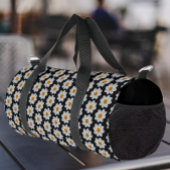 Weiße Dahlia Blumenmuster auf schwarz Duffle Bag