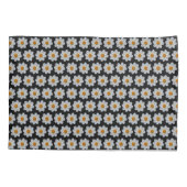 Weiße Dahlia Blumenmuster auf schwarz Kissenbezug (Rückseite-Links)
