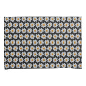 Weiße Dahlia Blumenmuster auf schwarz Kissenbezug (Vorderseite-Rechts)