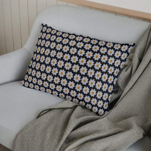 Weiße Dahlia Blumenmuster auf schwarz Kissenbezug