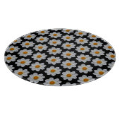 Weiße Dahlia Blumenmuster auf schwarz Schneidebrett (Ecke)