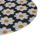 Weiße Dahlia Blumenmuster auf schwarz Schneidebrett (Ecke)