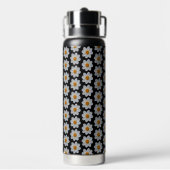 Weiße Dahlia Blumenmuster auf schwarz Trinkflasche (Hinten)