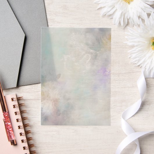 Weiße Dahlia mit Lila und blauen Akzenten Pergament Einladungen (Hochzeit)