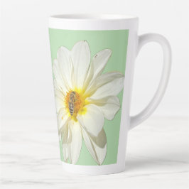 Weiße Dahlia- und Honigbiene-Latte-Mug in sanftem  Milchtasse