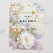 Weiße Dahlien mit Lila und blauen Akzenten Einladung (Vorne/Hinten)