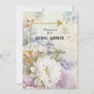 Weiße Dahlien mit Lila und blauen Akzenten Einladung