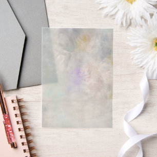 Weiße Dahlien mit Lila und blauen Akzenten Pergament Einladungen