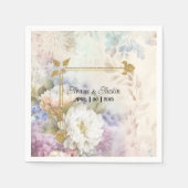 Weiße Dahlien mit Lila und blauen Akzenten Serviette (Vorderseite)