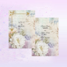 Weiße Dahlien mit pastellfarbenen Lila und blauen