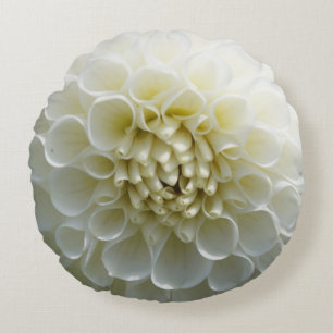 Weiße Dahllia Blumen-rundes Kissen