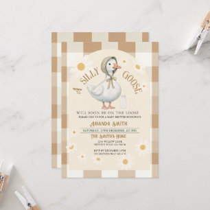 Weiße Daisy-Aquarell-Gans-Baby-Party Einladung