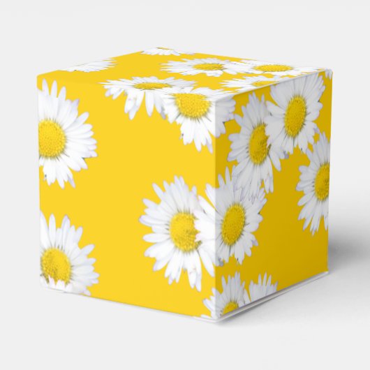 Weiße Daisy auf gelbem Hintergrund Geschenkschachtel (Rückseite)
