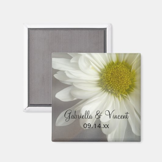 Weiße Daisy auf graue Hochzeit Magnet (Vorderseite/Rückseite)