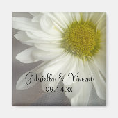 Weiße Daisy auf graue Hochzeit Magnet (Vorne)