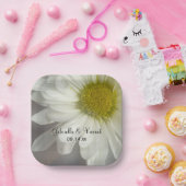 Weiße Daisy auf graue Hochzeit Pappteller (Party)