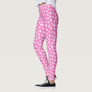 Weiße Daisy auf rosa Leggings