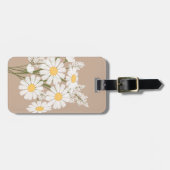 Weiße Daisy-Blume auf Beige Gepäckanhänger (Vorderseite horizontal)