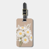 Weiße Daisy-Blume auf Beige Gepäckanhänger (Vorderseite vertikal)