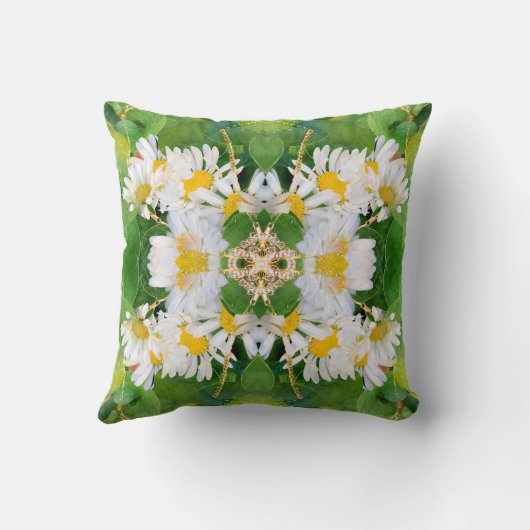 Weiße Daisy-Blume auf grünen Blätter Kopfkissen we Kissen (Rückseite)