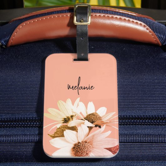 Weiße Daisy-Blume - Benutzerdefinierter Text- und Gepäckanhänger (Vorderseite Insitu 2)