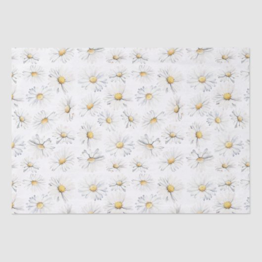 Weiße Daisy-Blume Botanisches Boho-Muster Seidenpapier (Vorderseite)