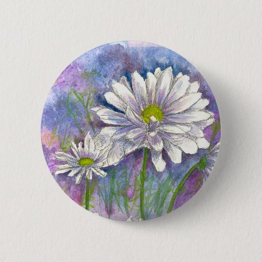 Weiße Daisy Blume Button (Vorderseite)