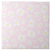Weiße Daisy-Blume Rosa Bläschen Fliese (Vorderseite)