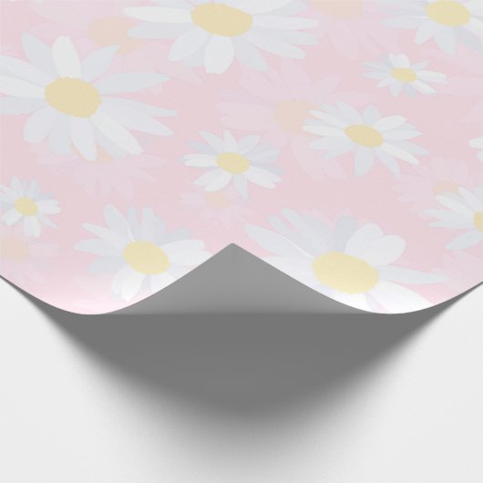 Weiße Daisy-Blume Rosa Bläschen Geschenkpapier (Ecke)