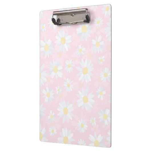 Weiße Daisy-Blume Rosa Bläschen Klemmbrett (Links)
