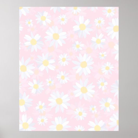 Weiße Daisy-Blume Rosa Bläschen Poster (Vorne)
