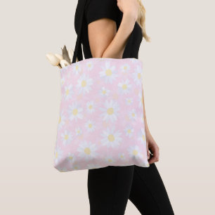 Weiße Daisy-Blume Rosa Bläschen Tasche