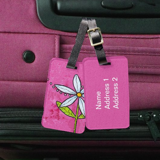 Weiße Daisy-Blume Rosa Gepäckanhänger