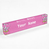 Weiße Daisy-Blume Rosa Namensplakette