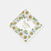 Weiße Daisy Blumengrün Geburtstag Serviette (Ecke)