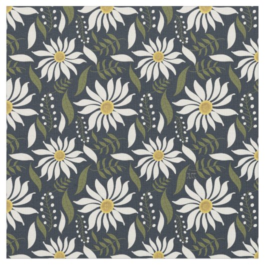 Weiße Daisy Blumenmuster Stoff (Nahaufnahme)