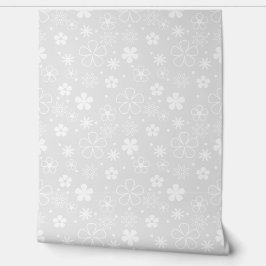 Weiße Daisy Doodles auf Grau Tapete