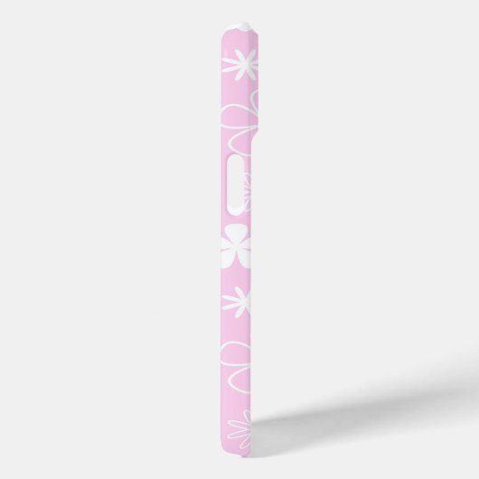 Weiße Daisy Doodles auf rosa Case-Mate iPhone Hülle (Rückseite / Rechts)