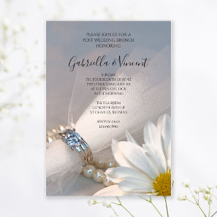 Weiße Daisy-Eleganz Post-Hochzeitsbrunch Einladung
