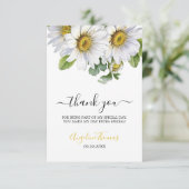 Weiße Daisy Floral Greenery Script Geburtstag Dankeskarte (Stehend Vorderseite)
