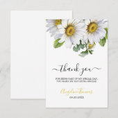 Weiße Daisy Floral Greenery Script Geburtstag Dankeskarte (Vorne/Hinten)