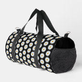 Weiße Daisy-Floral-Muster auf schwarz Duffle Bag (Rechte Ecke)