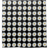 Weiße Daisy-Floral-Muster auf schwarz Duschvorhang (Vorderseite)